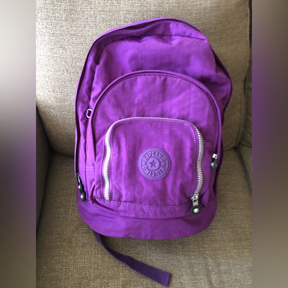 Purple Kipling Multi-Pocket Backpack